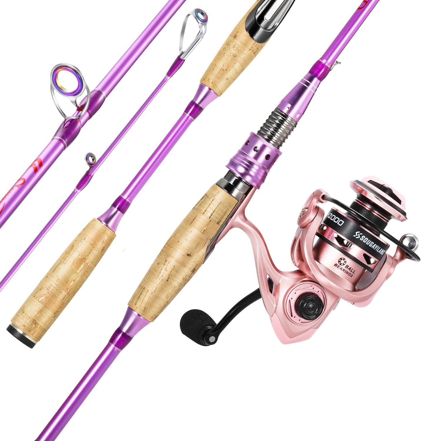 Fishing Rod Combo - Sougayilang Colorful Spinning Rod and Reel