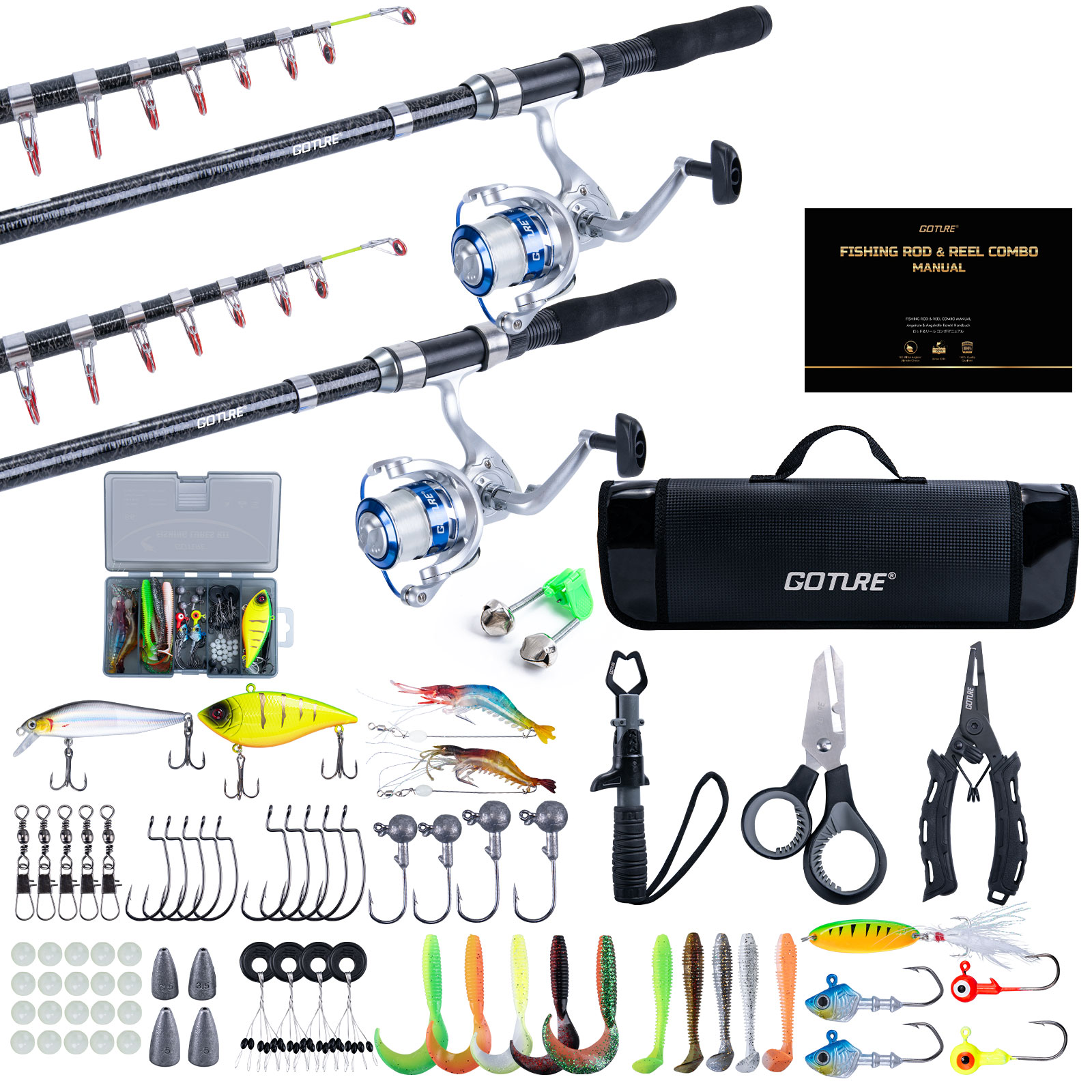Fishing Rod Combo - Goture Double Spinning Fishing Rod Reel