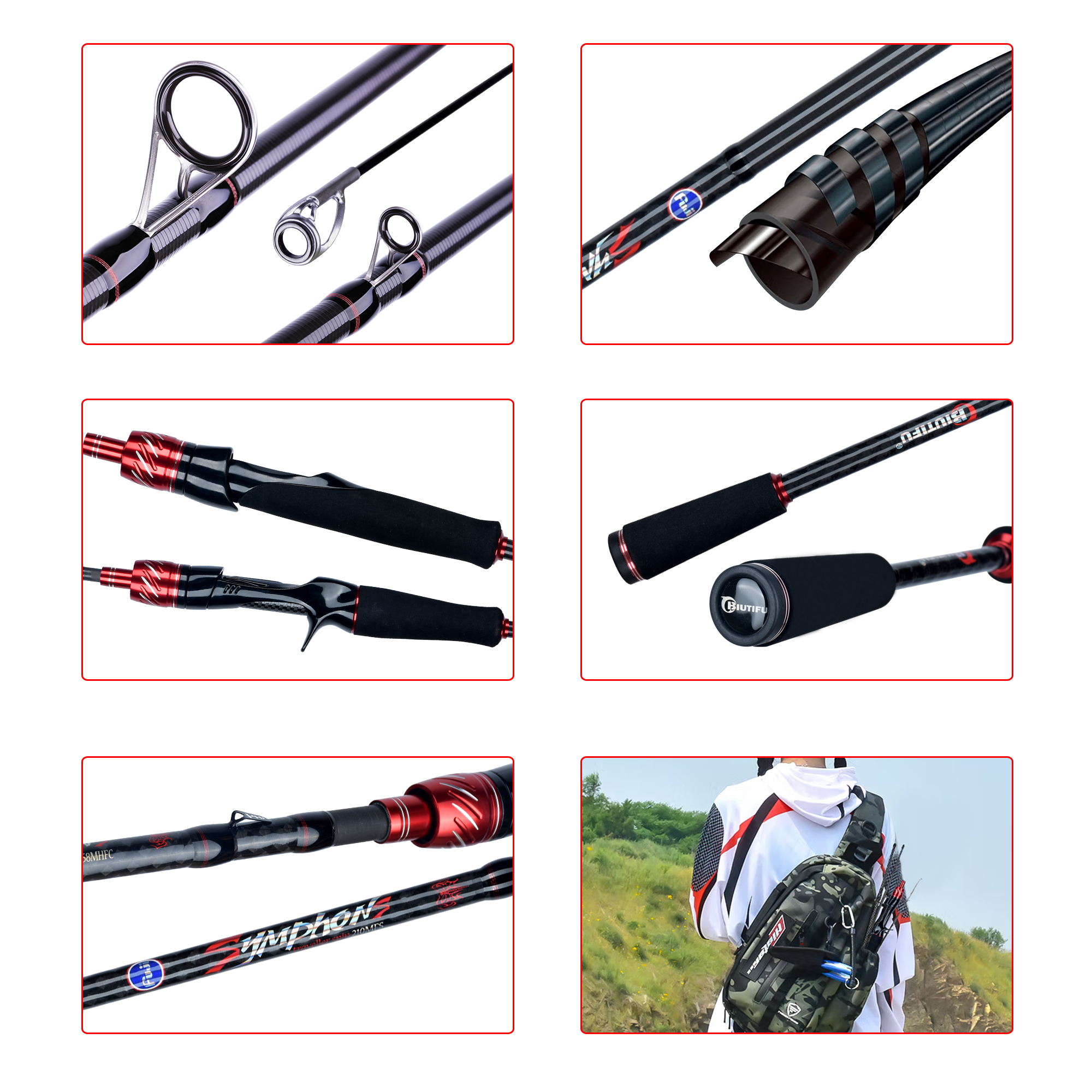 BIUTIFU Spinning Casting Fuji  - مراجعة Fishing Rod Surf وسعره