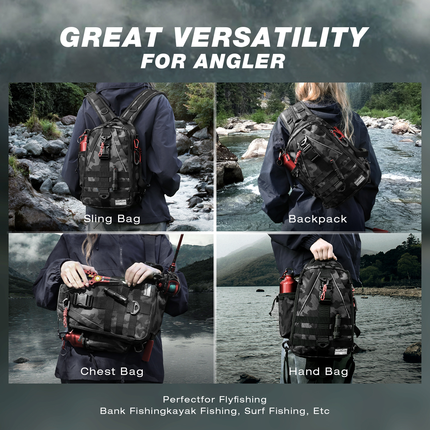 Fishing Backpack Tackle Sling  - مراجعة Fishing Rod Fly وسعره