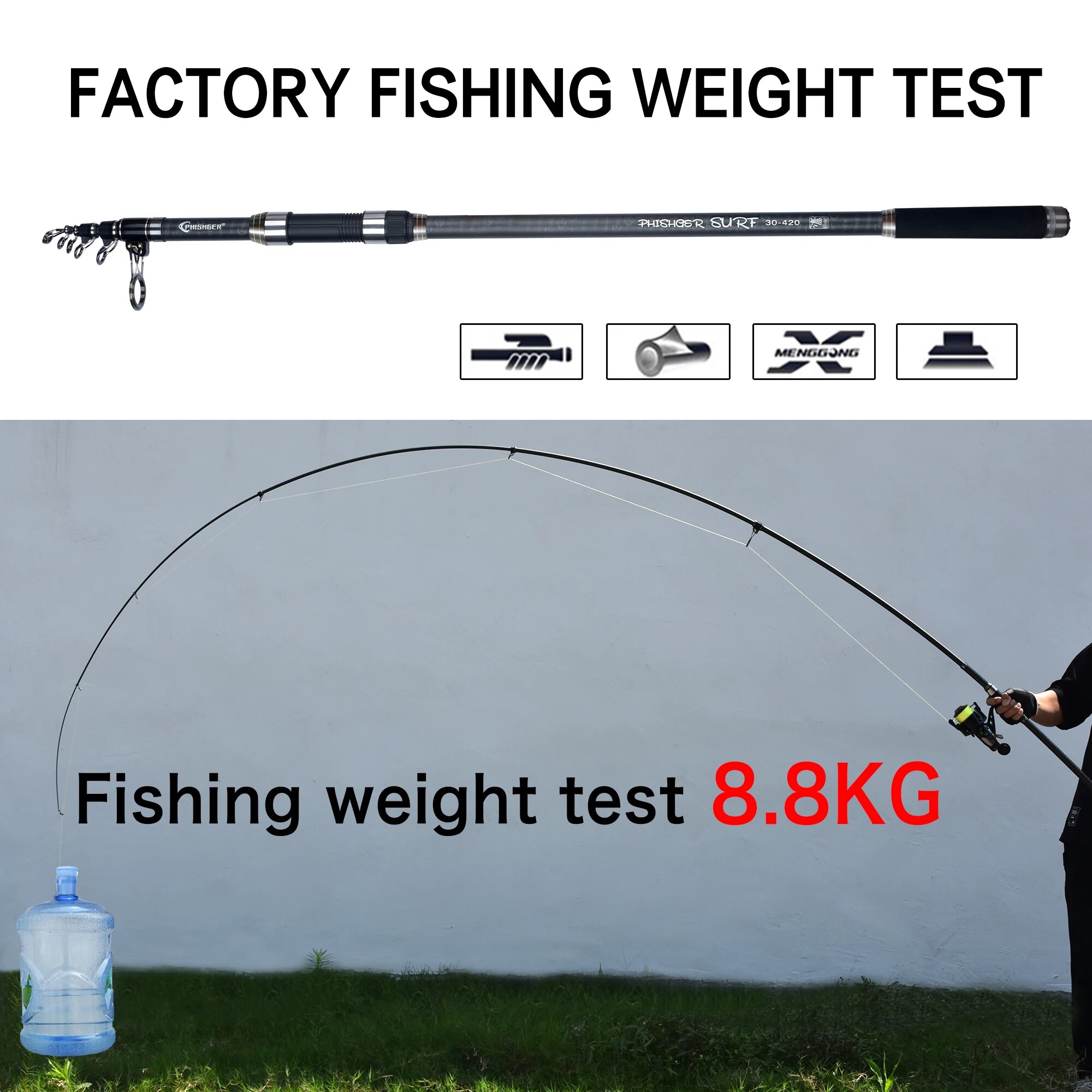 PHISHGER Telescopic Surf Spinn - مراجعة Fishing Rod Surf وسعره