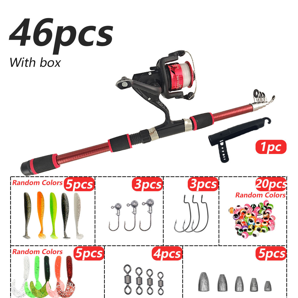 46Pcs Telescopic Fishing Rod R - مراجعة Fishing Rod Combo وسعره