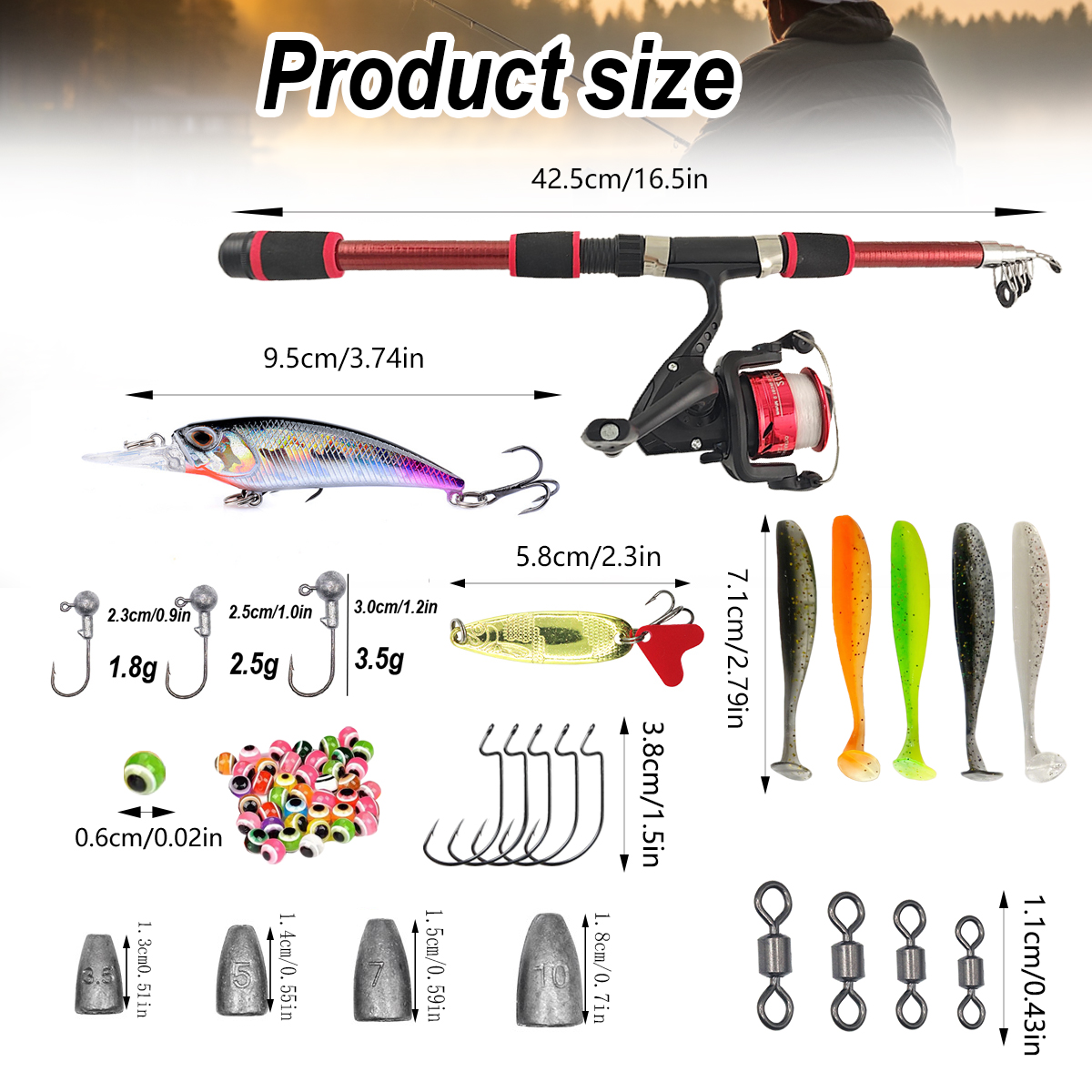 46Pcs Telescopic Fishing Rod R - مراجعة Fishing Rod Combo وسعره