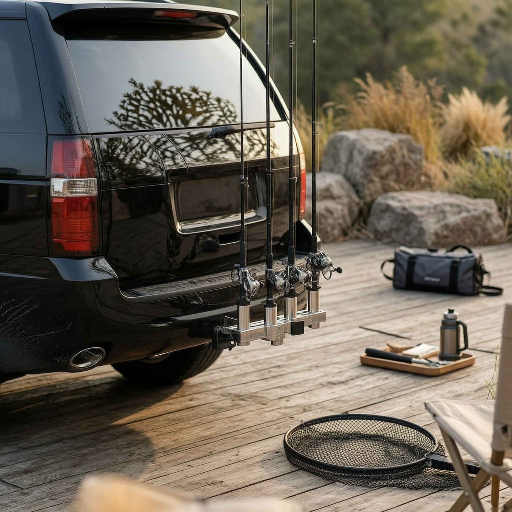 Hitch Fishing Rod Holder Unive - مراجعة Fishing Rod Rack وسعره
