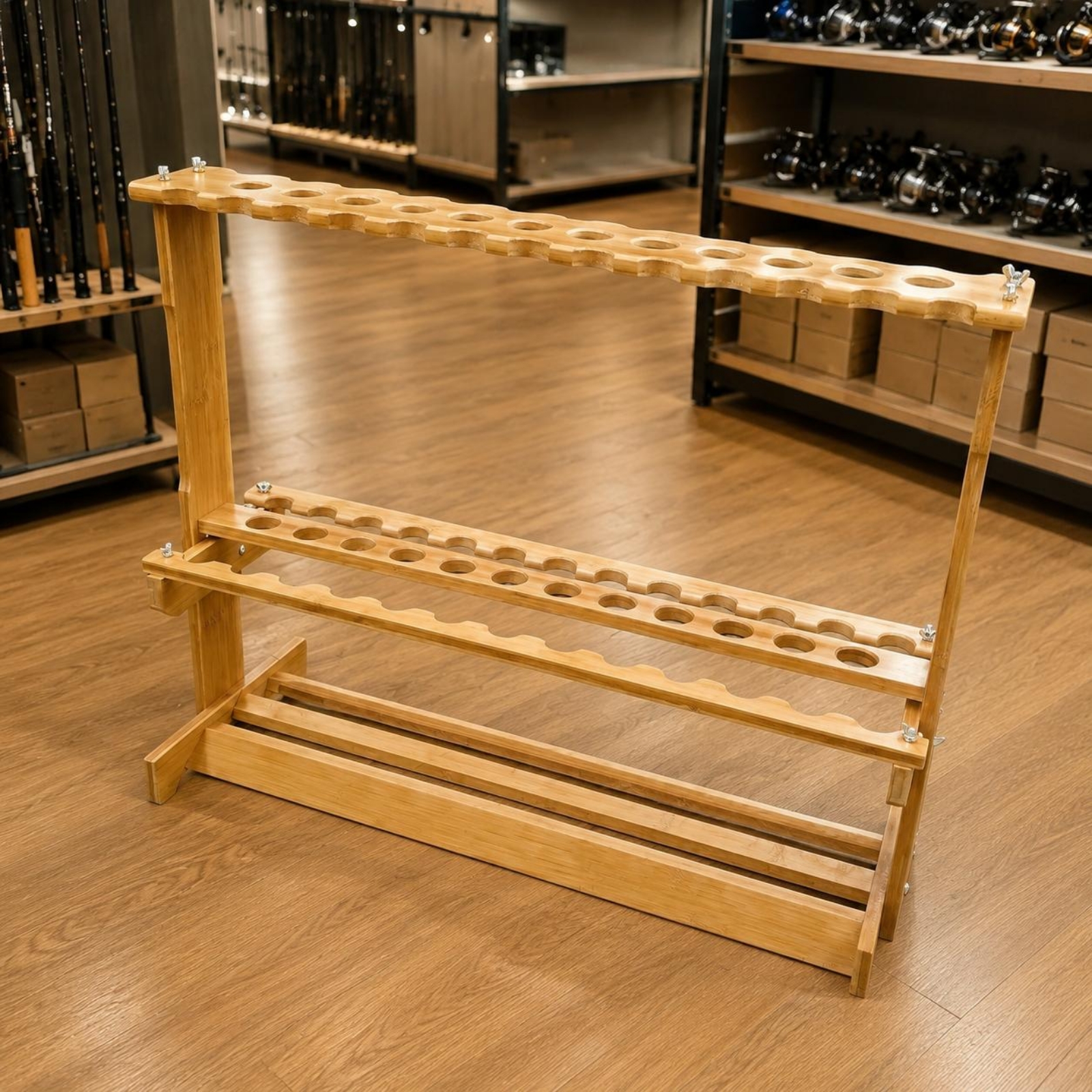 Bamboo Fishing Rod Rack Circul - مراجعة Fishing Rod Rack وسعره