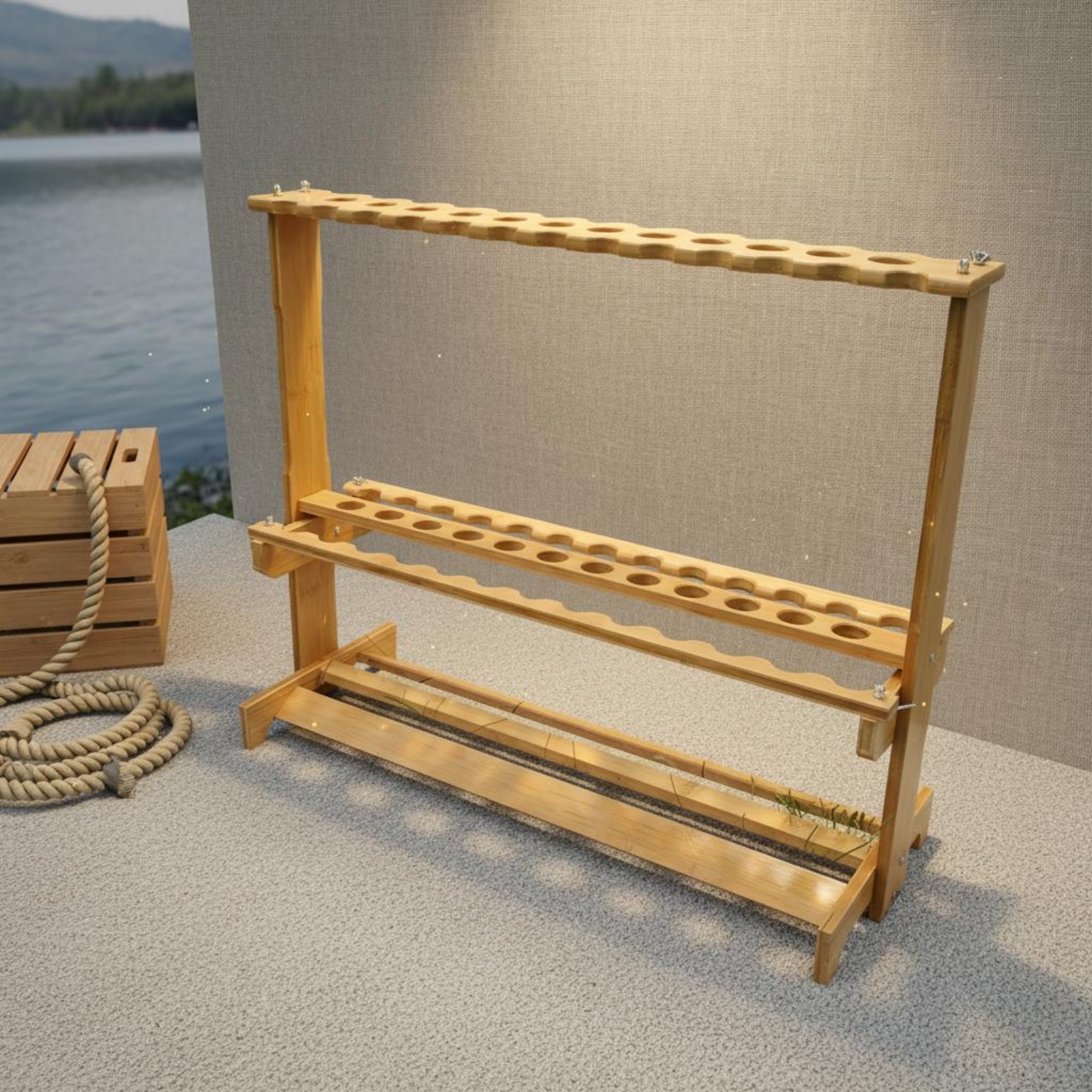 Bamboo Fishing Rod Rack Circul - مراجعة Fishing Rod Rack وسعره