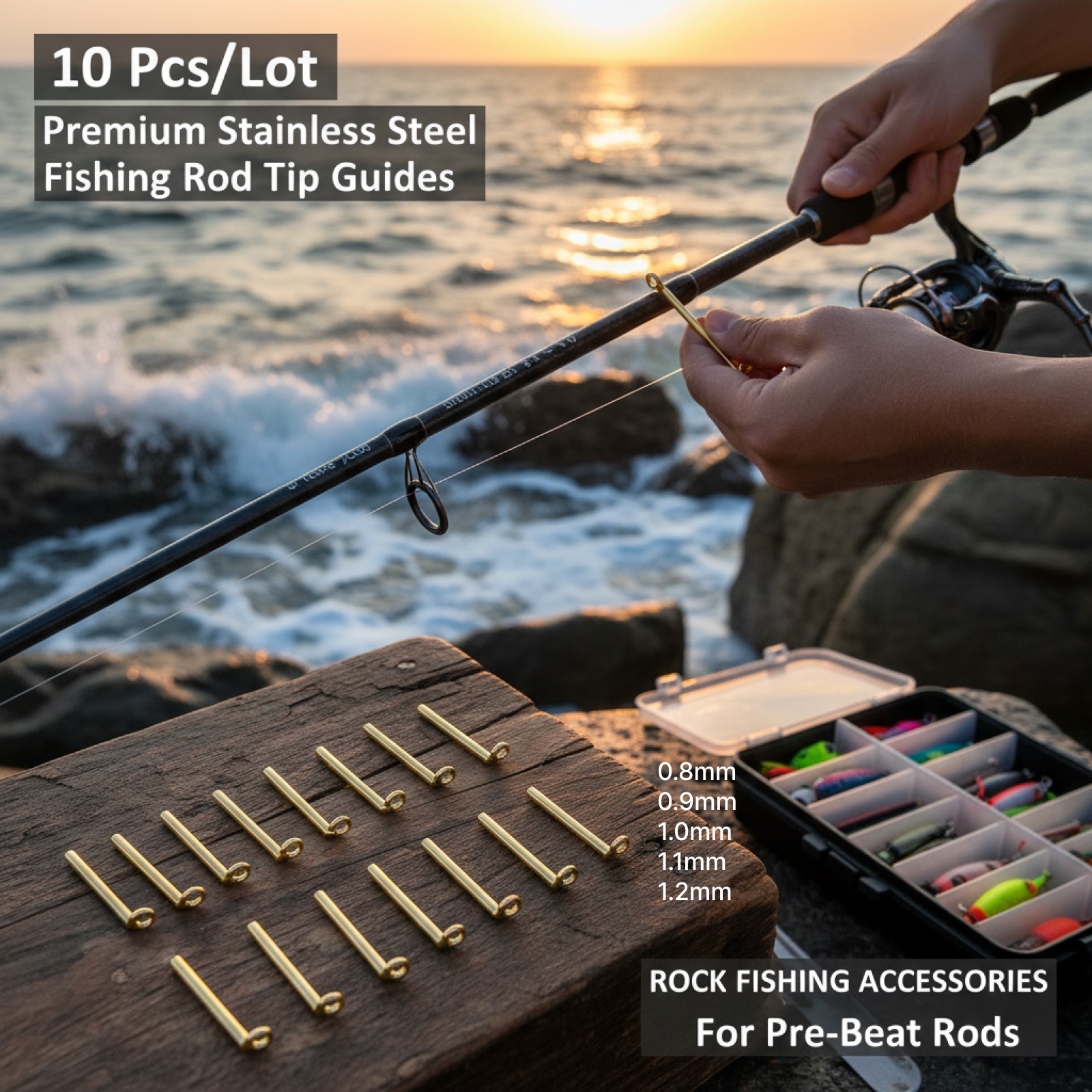 10pcs Fishing Rod Guides Tip T - مراجعة Fishing Rod Repair Kit وسعره