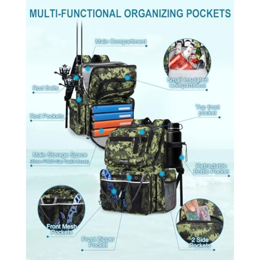 Fishing Backpack with Rod Hold - مراجعة Fishing Rod Holder وسعره